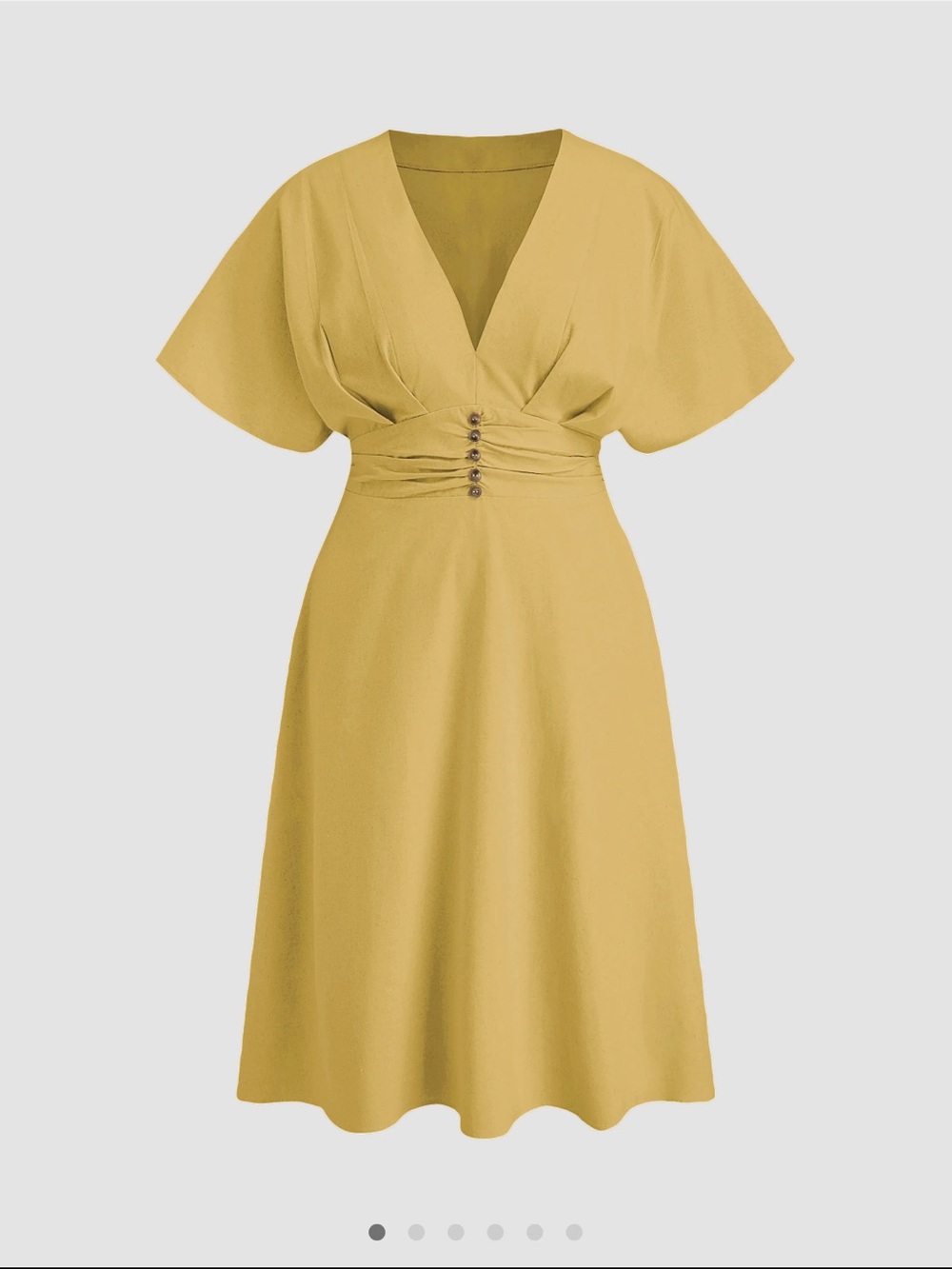 Cider Yellow Linen-Blend V-Neck Midi Dress Curve & Plus